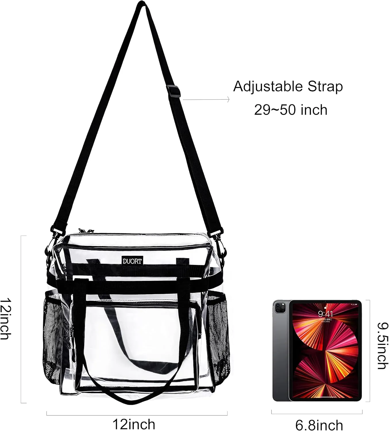 Clear Bag Stadium Approved, TPU Clear Purses Inside Pocket，Crossbody Bag Adjustable Strap for Concert，Sporting Events