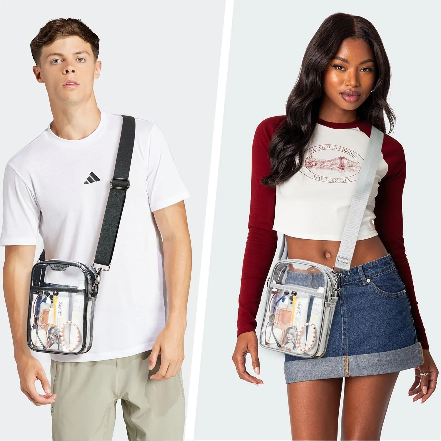 Clear bags Stadium Approved Crossbody Sling Bag Fanny Pack Backpack Purses for Women Men Belt bag for stadium events