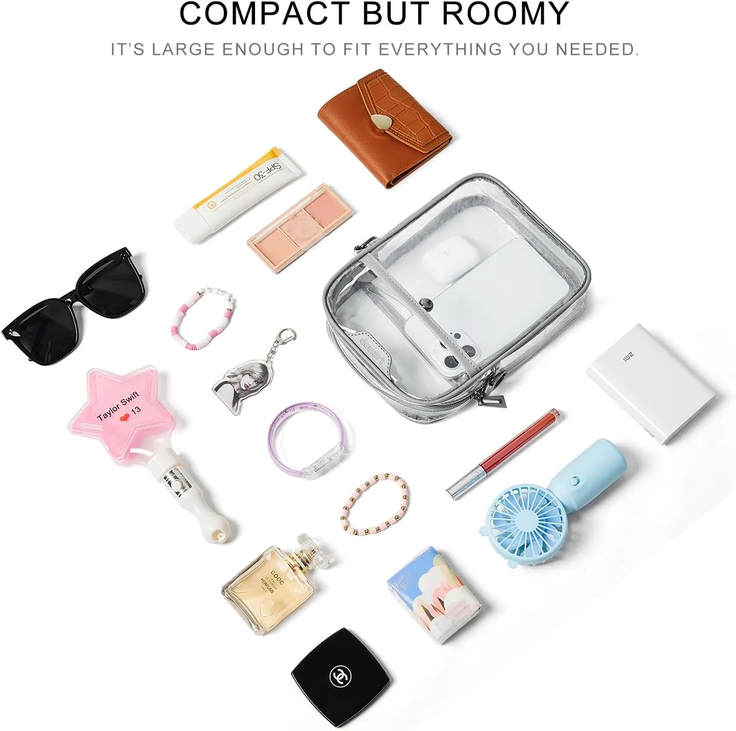 Clear bags Stadium Approved Crossbody Sling Bag Fanny Pack Backpack Purses for Women Men Belt bag for stadium events