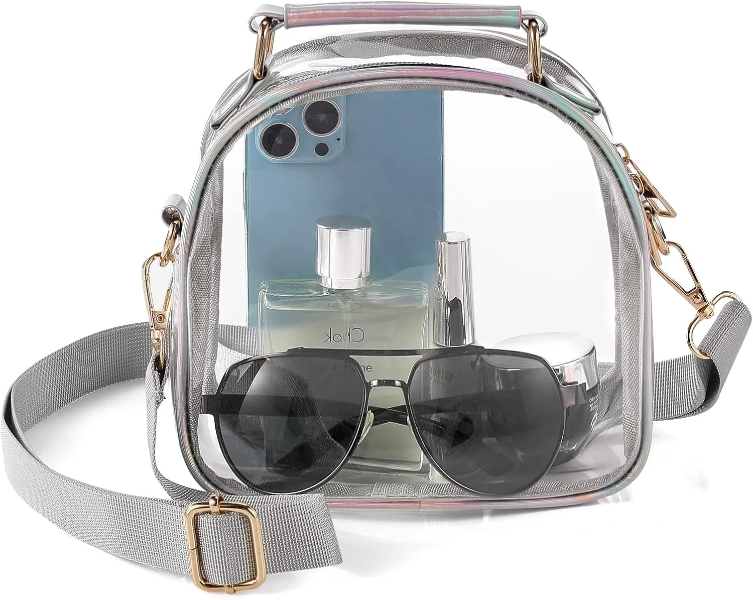 Clear Purse Crossbody Bags Women: See through stadium approved handbags transparent plastic tote bag for concerts