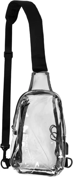 Clear Sling Bag for Travel Crossbody Bag for Sports Strap for Hiking Shopping Outdoor Activities for Phones Keys Essentials