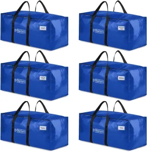 ClearSpace Heavy Duty Moving Bags or Storage Bins – Large Moving Boxes with Backpack Straps, Zippers & Handles – Perfect for Moving, College Dorm, Traveling, Camping, Christmas Decorations, 6 Pack