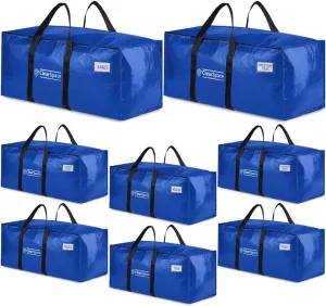 ClearSpace Heavy Duty Moving Bags or Storage Bins – Large Moving Boxes with Backpack Straps, Zippers & Handles – Perfect for Moving, College Dorm, Traveling, Camping, Christmas Decorations, 8 Pack
