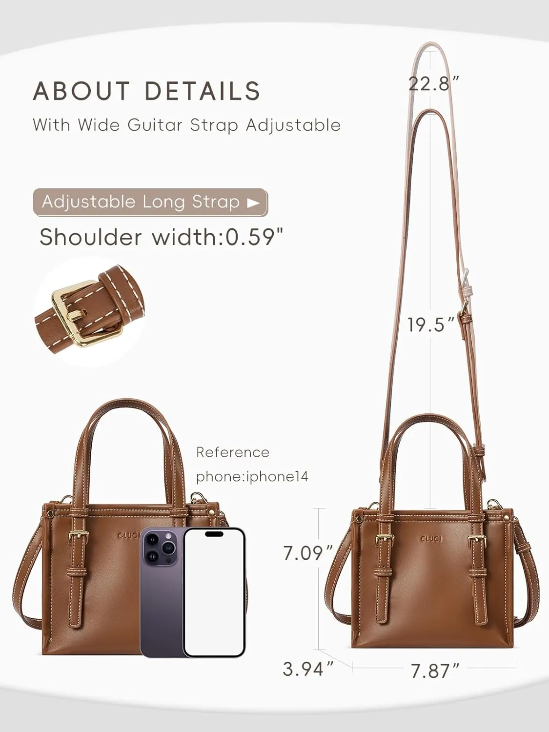 CLUCI Tote Bag for Women, Purse with Adjustable Shoulder Strap, Vegan Leather Small Shoulder Handbag