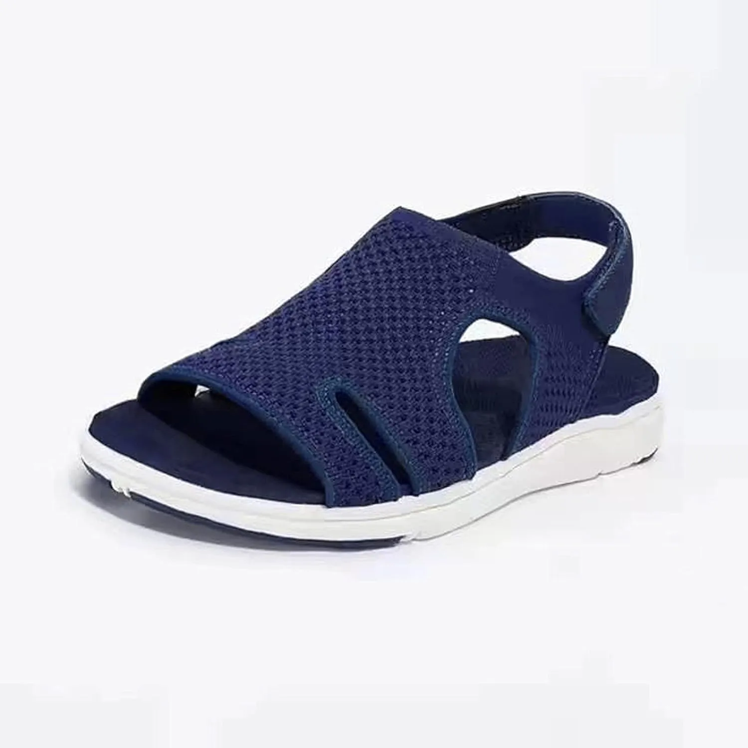 Comfortable Walking Open Toe Flat Sandals, Slide Slip on Casual Elastic Ankle Strap for Women Summer Dressy Outdoor Soft Soles Sandals