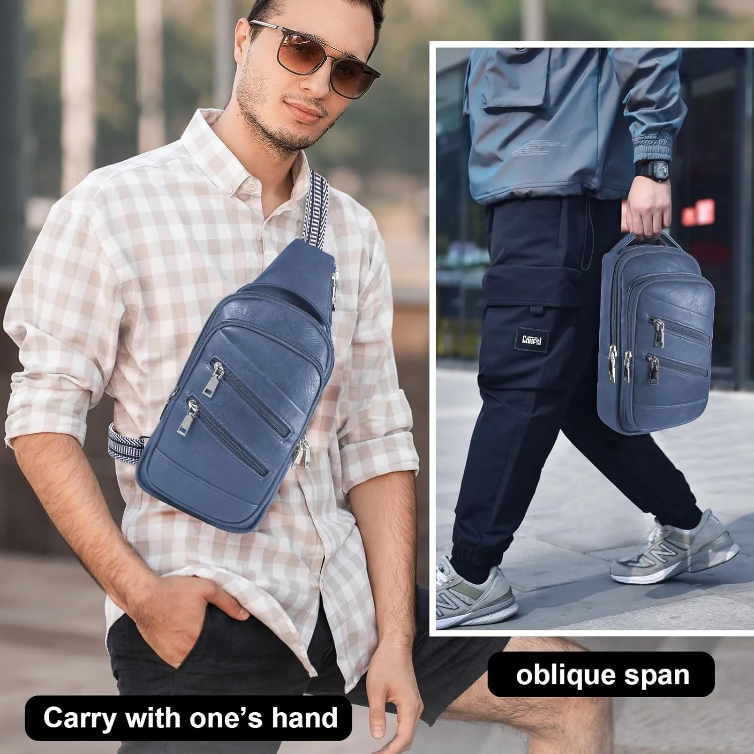 Conceal Carry Sling Bag - Virgan Leather Sling Backpack Fanny Pack Crossbody Chest Bags with Holster&Guitar Strap…
