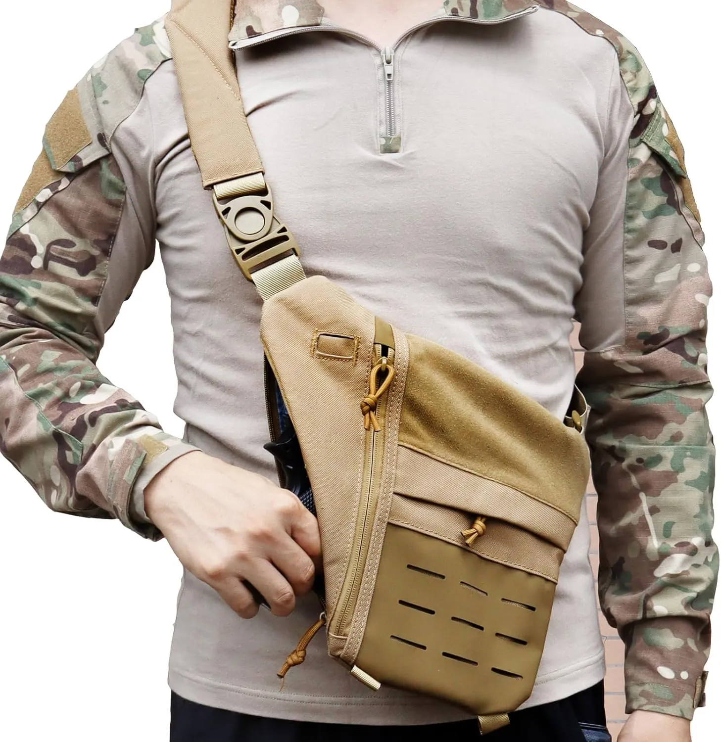 Concealed Carry Sling Bag for Men, Chest Holster Bag of Pistols Anti-Thief Crossbody Daypack Personal Pocket Sling Pack