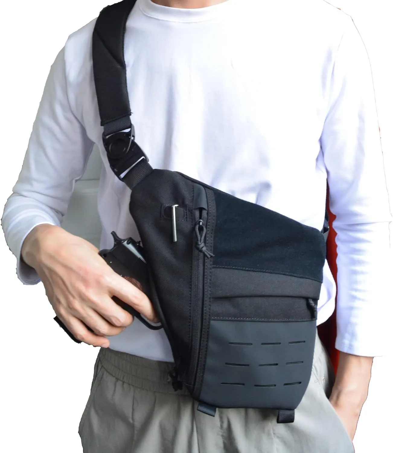 Concealed Carry Sling Bag for Men, Chest Holster Bag of Pistols Anti-Thief Crossbody Daypack Personal Pocket Sling Pack