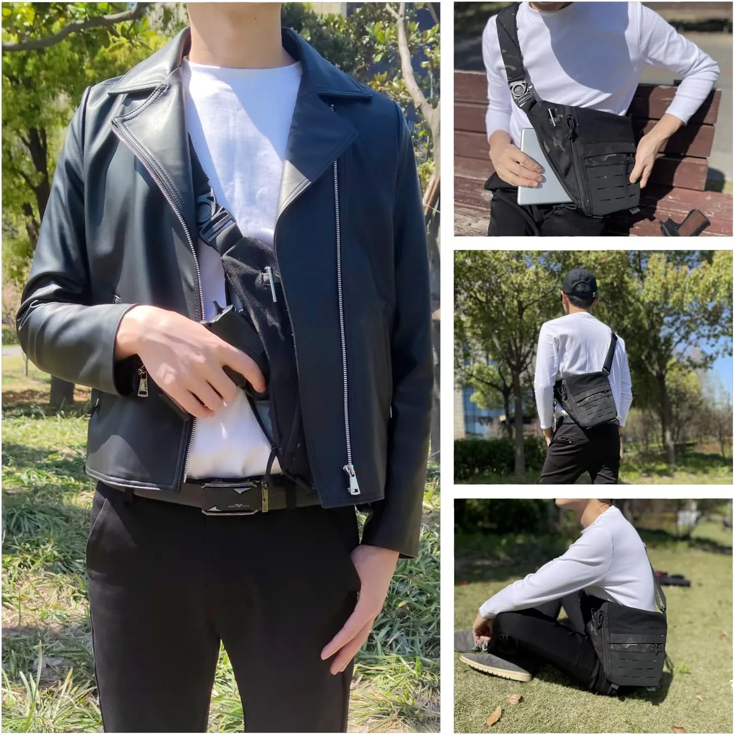 Concealed Carry Sling Bag for Men, Chest Holster Bag of Pistols Anti-Thief Crossbody Daypack Personal Pocket Sling Pack