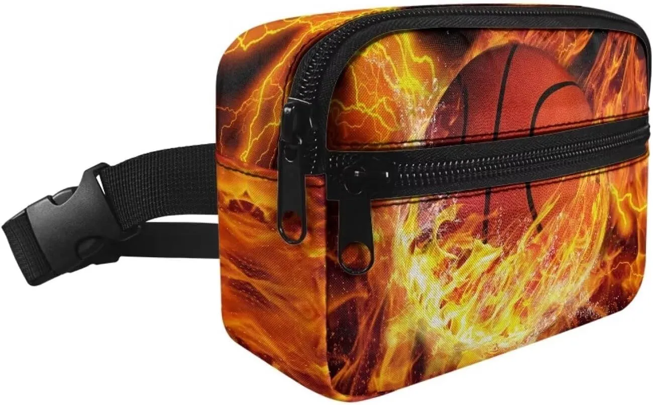 Cozeyat Fire Basketball Cute Crossbody Purse Boys Fanny Pack Kids Waist Pack Small Fanny Pack Belt Bag Cartoon Children Shoulder Bag Mini Handbag Purse