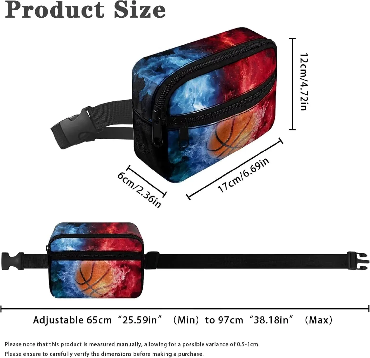 Cozeyat Fire Basketball Kids Fanny Pack for Boys Ages 4-8 6-9 8-12, Travel Small Waist Bag Crossbody Belt Bag for Little Boys Toddler Cute Fanny Bag Bum Bag Sling Bag