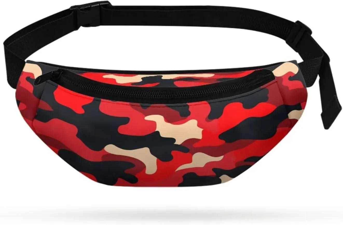 Cozeyat Red Camo Kids Waist Fanny Pack for Toddler Boys Small Crossbody Purse Waist Pouch Belt Bag for Running Hiking Cycling