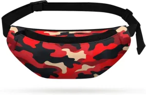 Cozeyat Red Camo Kids Waist Fanny Pack for Toddler Boys Small Crossbody Purse Waist Pouch Belt Bag for Running Hiking Cycling