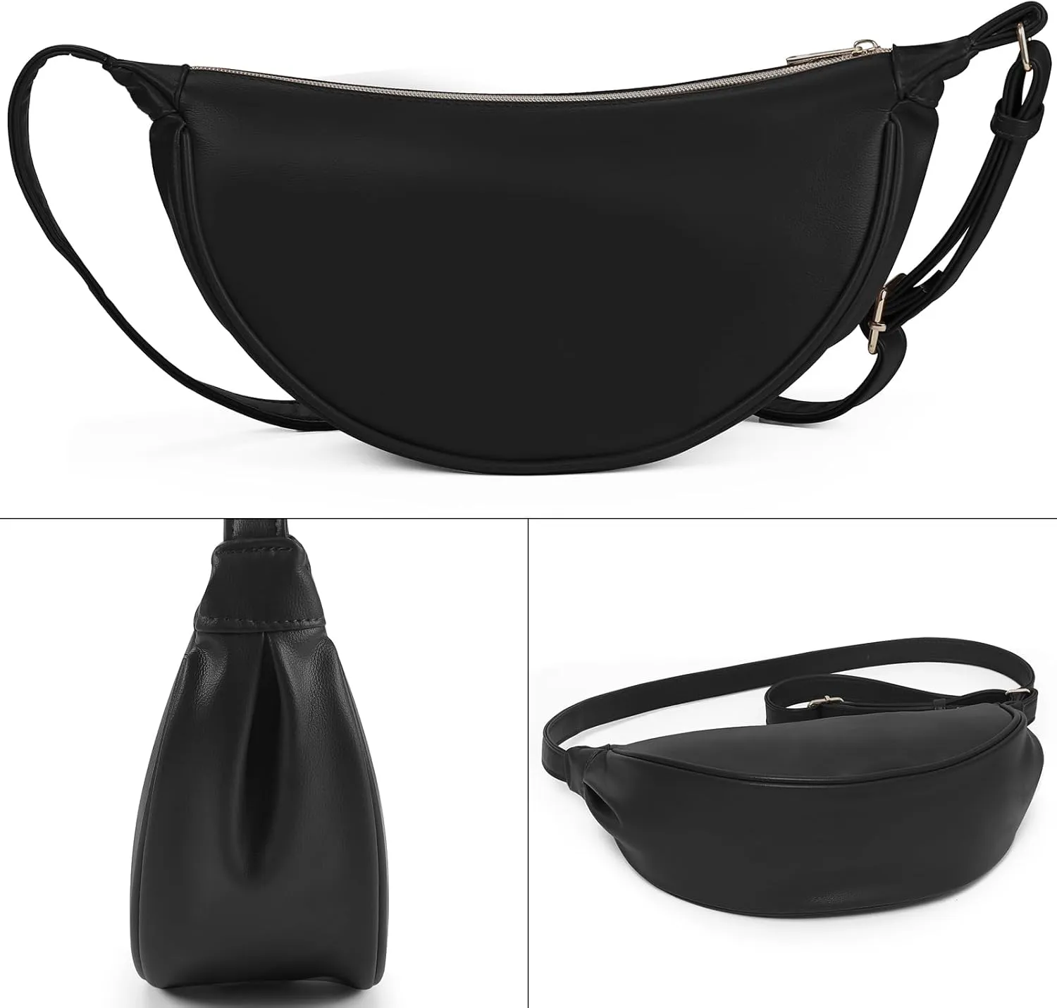 Crescent Crossbody Bag for Women Leather Trendy Shoulder Bag with Adjustable Strap for Everyday Casual Travel