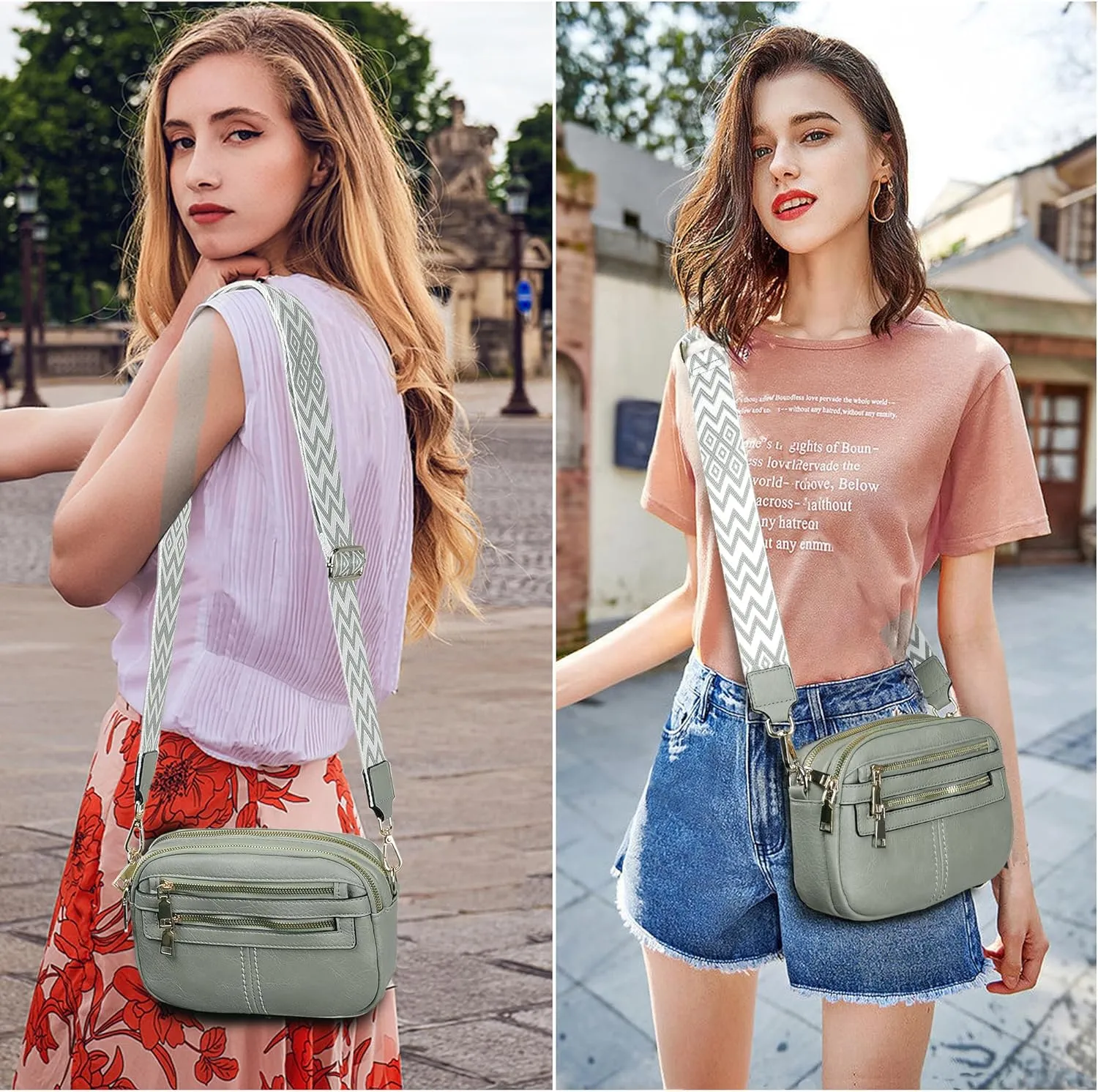 Crossbody Bags for Women, 6-Pockets Purses for Women, Vegan Leather Handbags Shoulder Bag for Travel Shopping