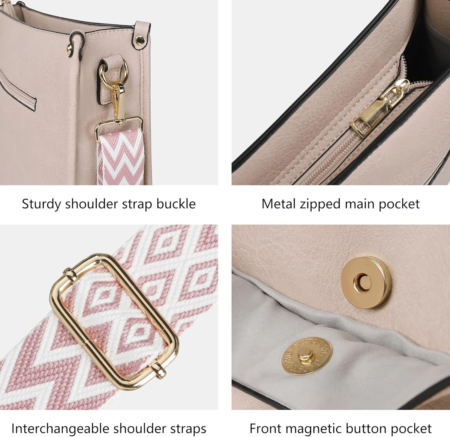 Crossbody Bags for Women 7-Pockets Purses for Women Vegan Leather Hobo Bag Shoulder Bag Handbags with Ajustable Strap