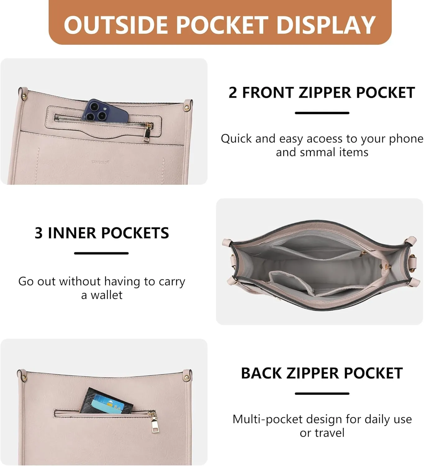 Crossbody Bags for Women 7-Pockets Purses for Women Vegan Leather Hobo Bag Shoulder Bag Handbags with Ajustable Strap