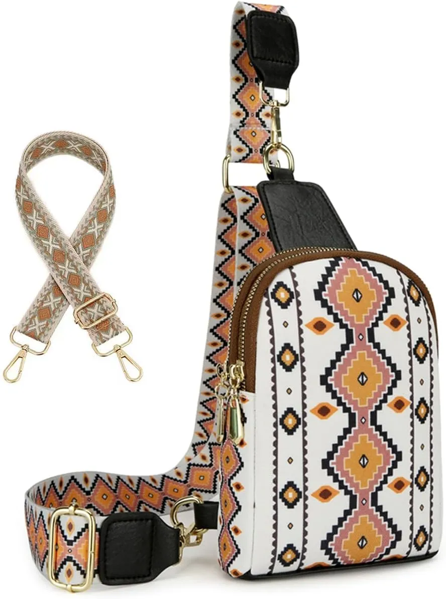 Crossbody Bags for Women, Leather Sling Bag for Women Fanny Pack Chest Bag Strap, Waist Packs Bag for Travel