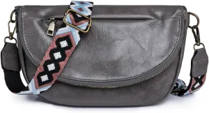 Crossbody Bags for Women, SIXVONA Soft Leather Shoulder Handbag with Embroidered Shoulder Straps