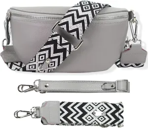 Crossbody Bags for Women Trendy, Genuine Leather Small Sling Bag, Fanny Packs with 2 Detachable Straps - Wide and Leather