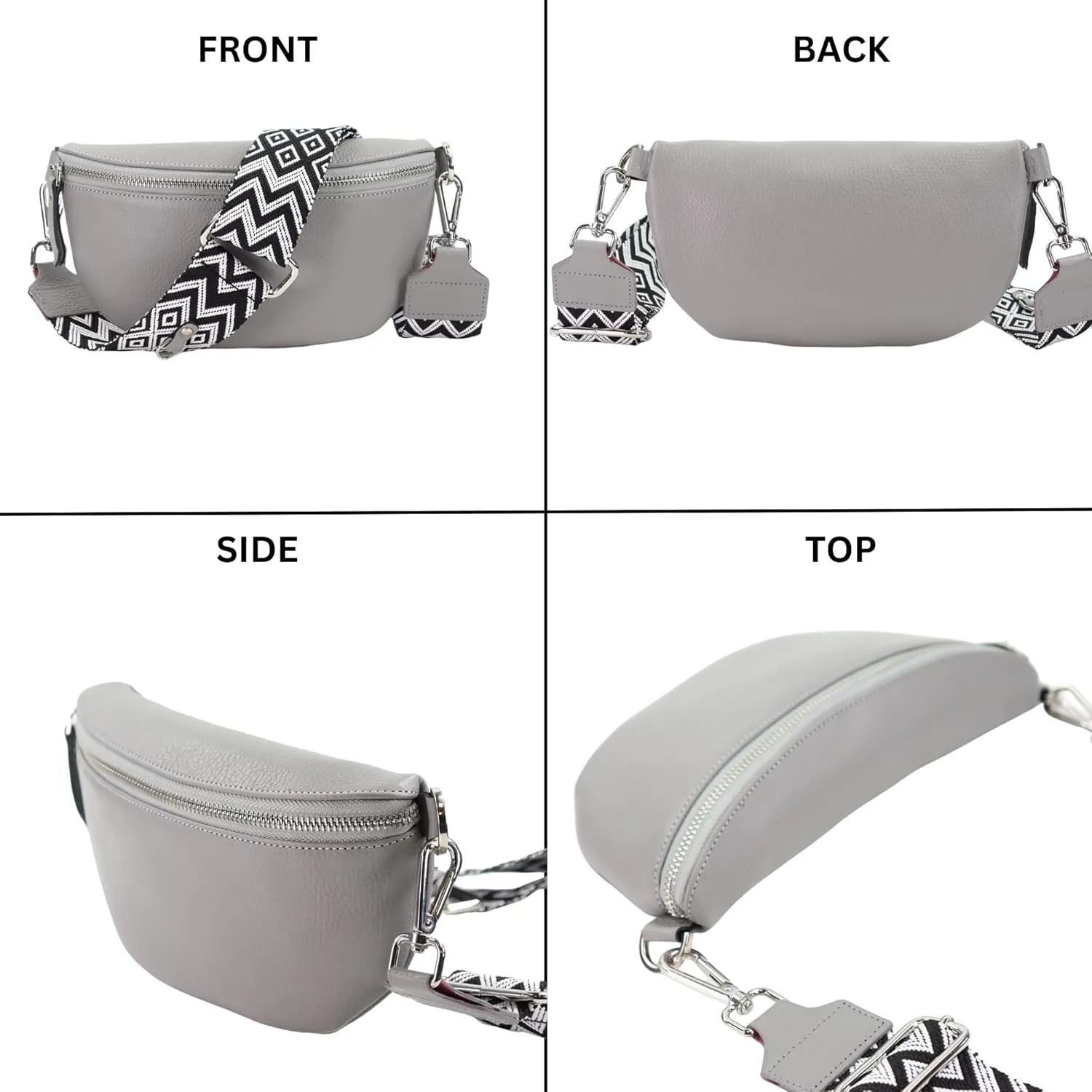 Crossbody Bags for Women Trendy, Genuine Leather Small Sling Bag, Fanny Packs with 2 Detachable Straps - Wide and Leather