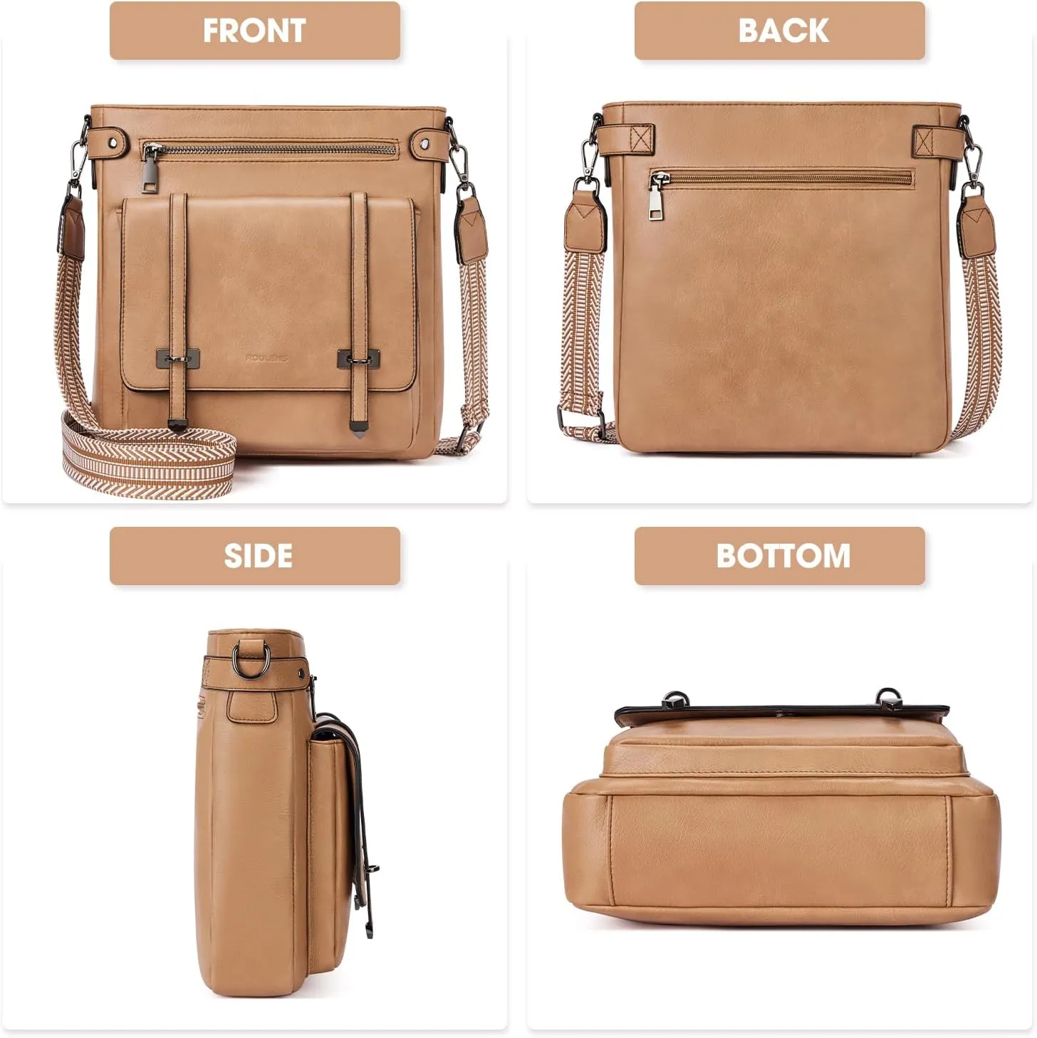 Crossbody Bags for Women,Multi Pocket Crossbody Purses Vegan Leather Shoulder Handbags Travel Purse Adjustable Strap
