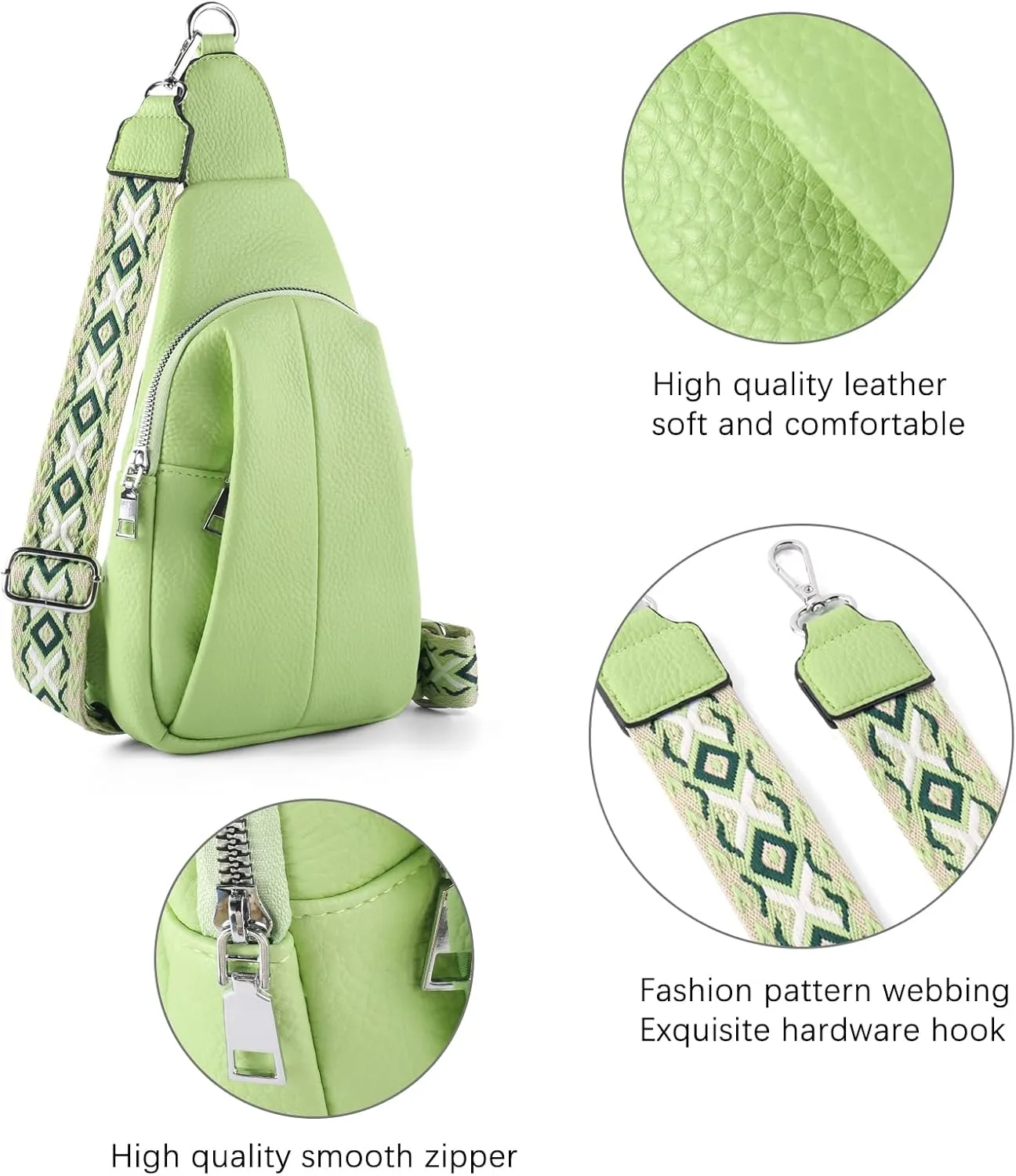 Crossbody Bags for Women,Sling Bag for Women,Fanny Packs Chest Bag for Work Travel Leather Sling Backpack