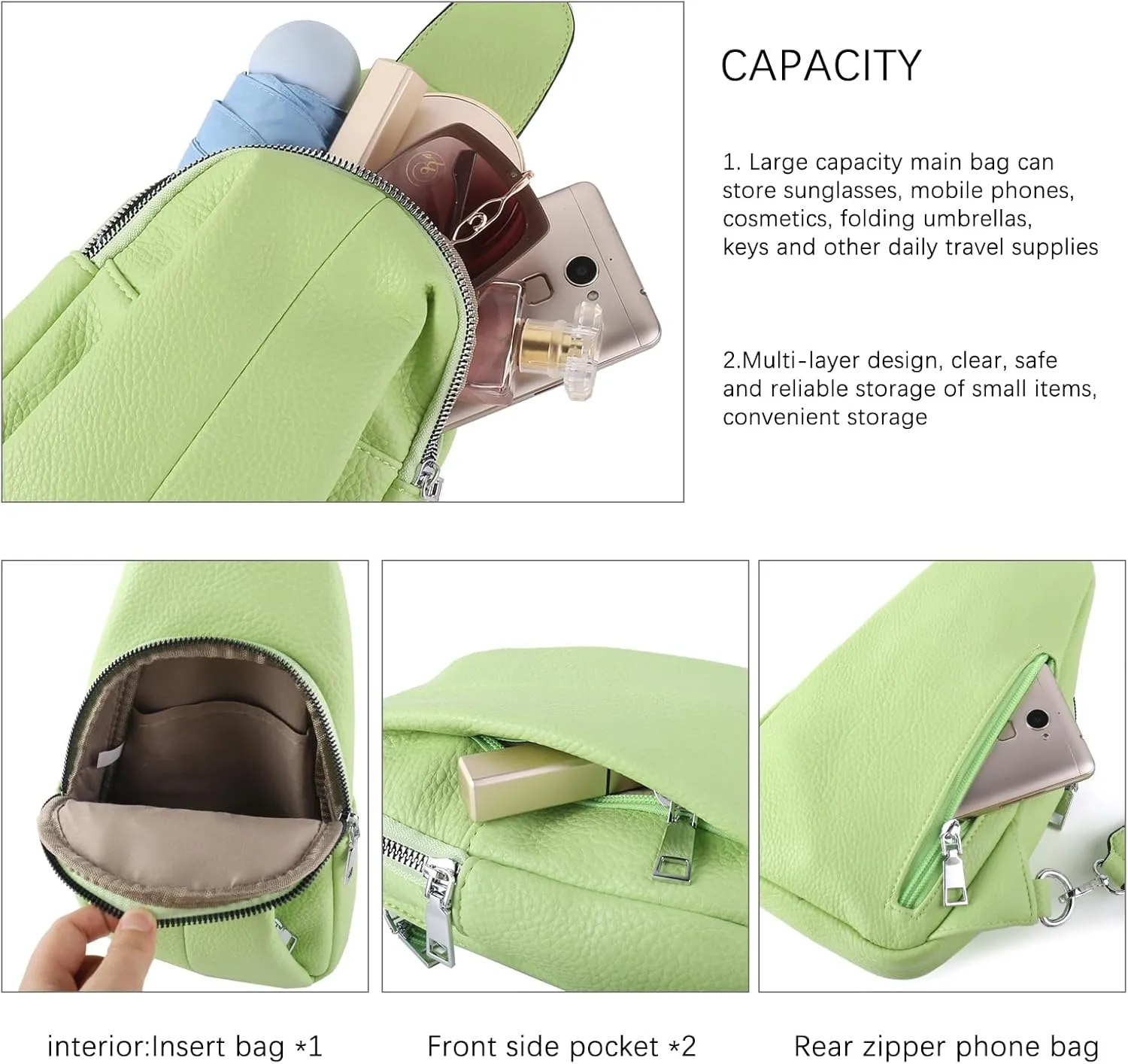 Crossbody Bags for Women,Sling Bag for Women,Fanny Packs Chest Bag for Work Travel Leather Sling Backpack