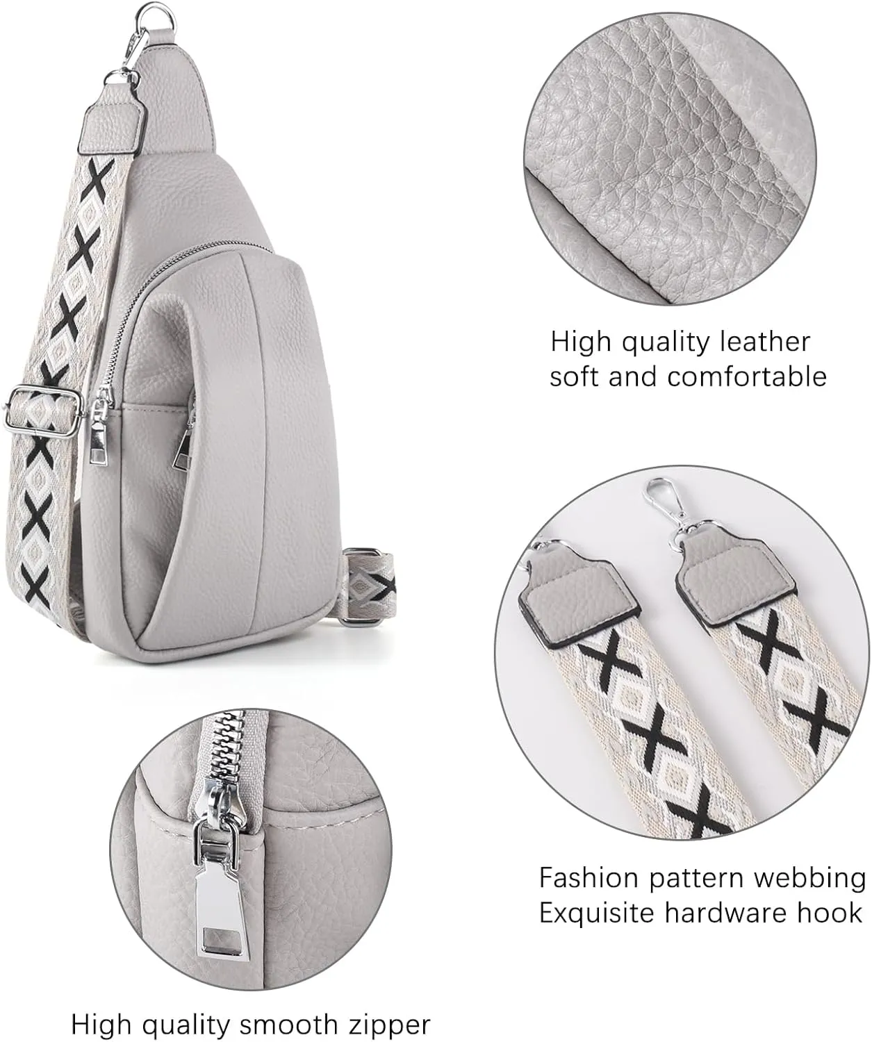Crossbody Bags for Women,Sling Bag for Women,Fanny Packs Chest Bag for Work Travel Leather Sling Backpack