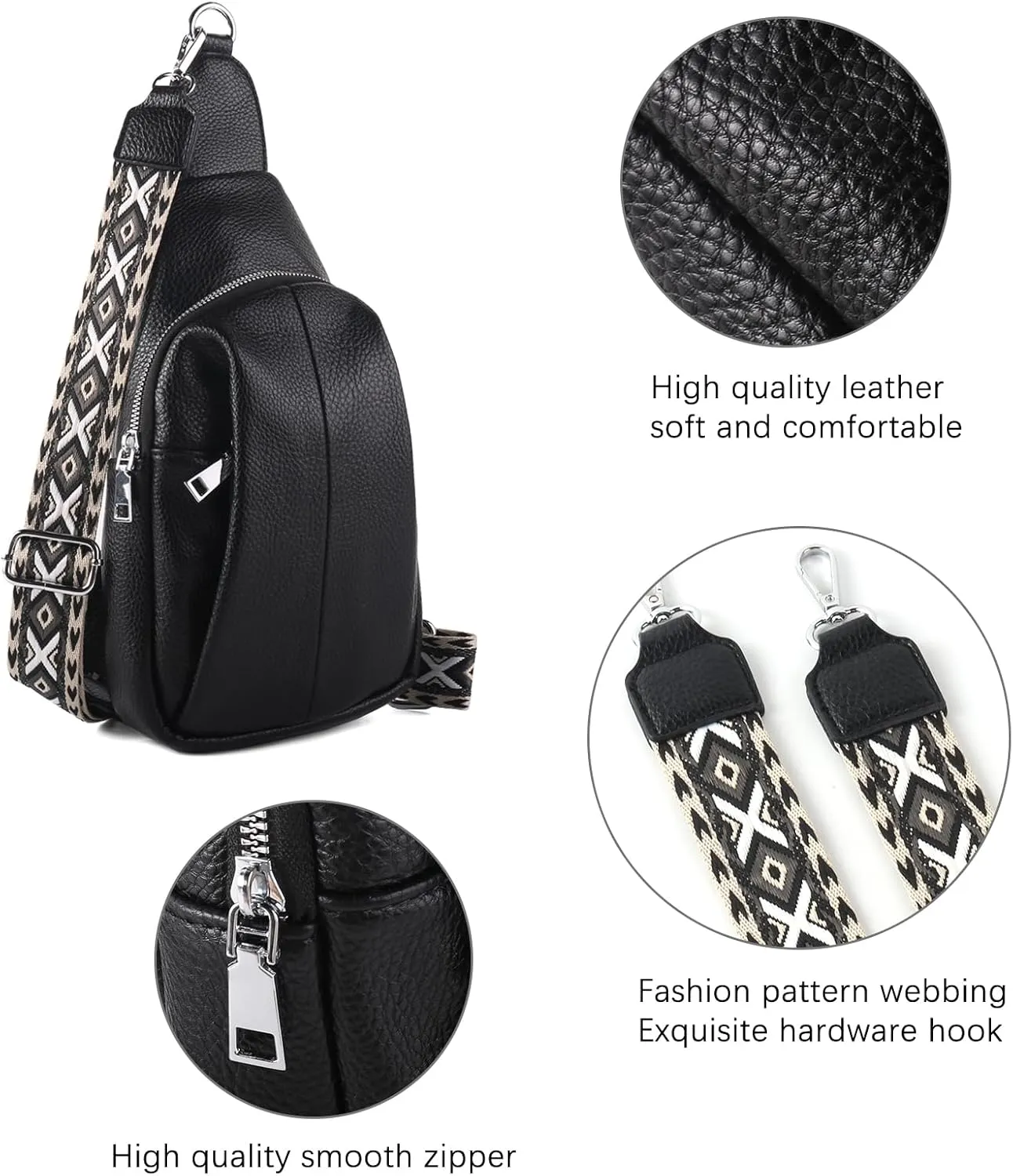 Crossbody Bags for Women,Sling Bag for Women,Fanny Packs Chest Bag for Work Travel Leather Sling Backpack
