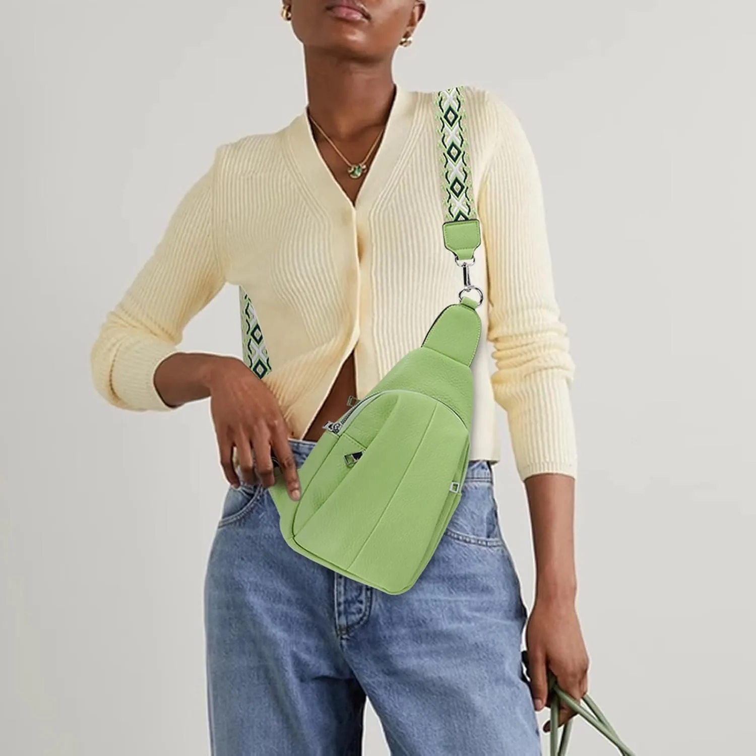 Crossbody Bags for Women,Sling Bag for Women,Fanny Packs Chest Bag for Work Travel Leather Sling Backpack