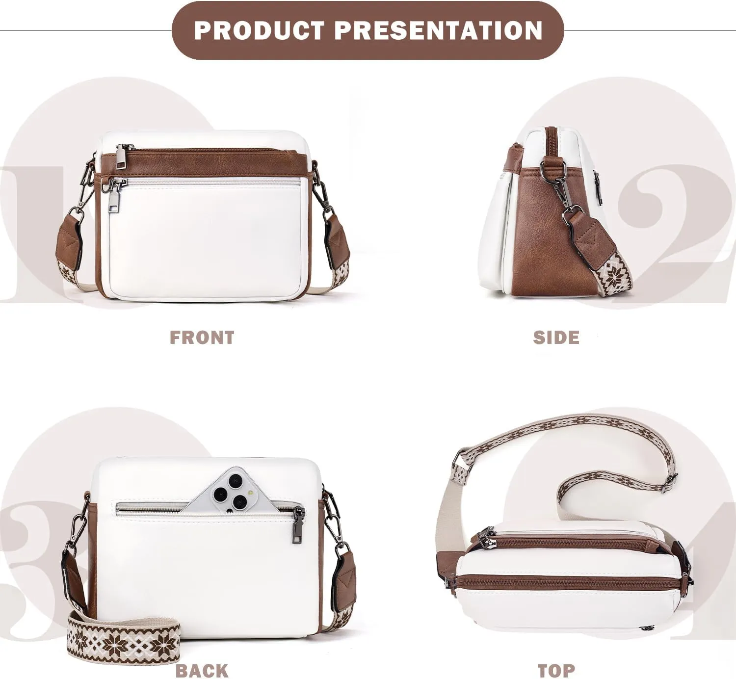 Crossbody Purses for Women Trendy,Vegan Leather Crossbody Bags,Cell Phone Camera Shoulder Handbags with Card Slots