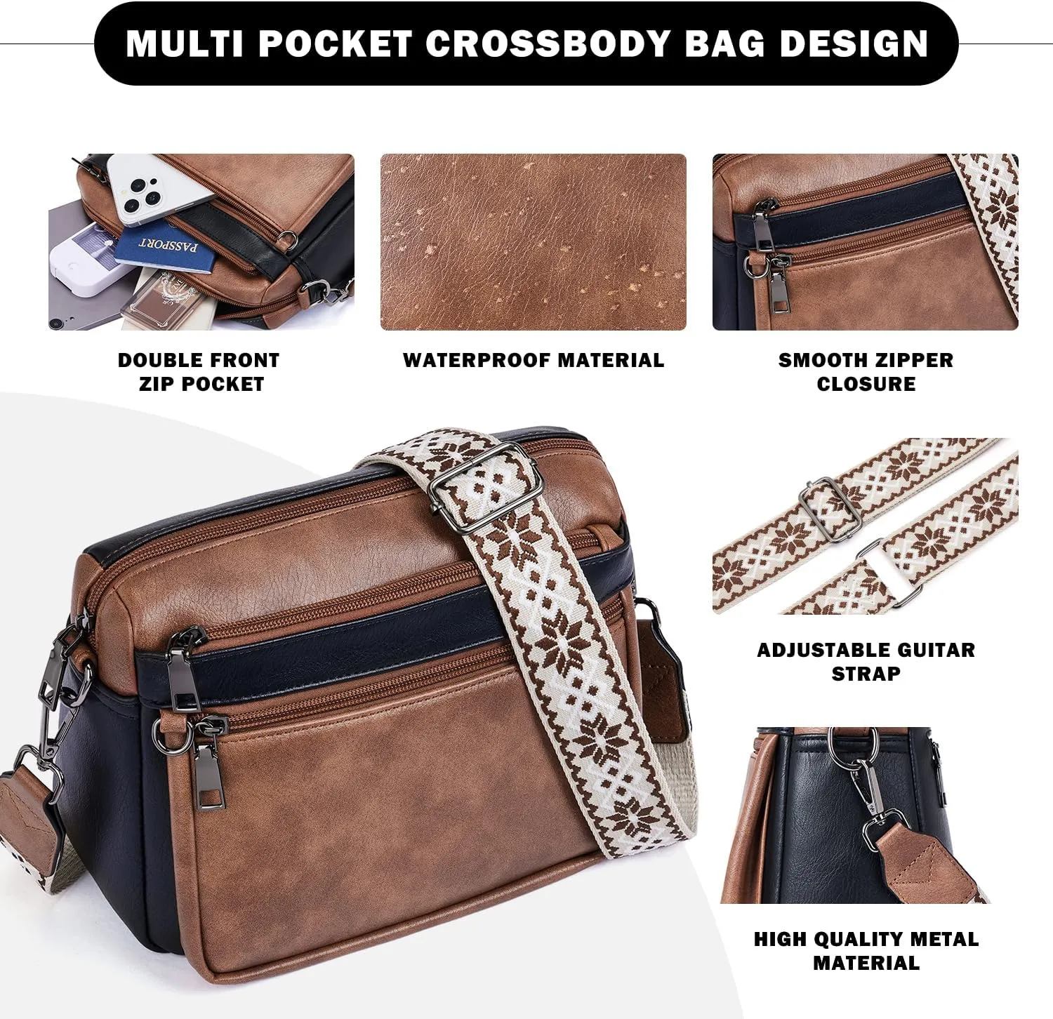 Crossbody Purses for Women Trendy,Vegan Leather Crossbody Bags,Cell Phone Camera Shoulder Handbags with Card Slots