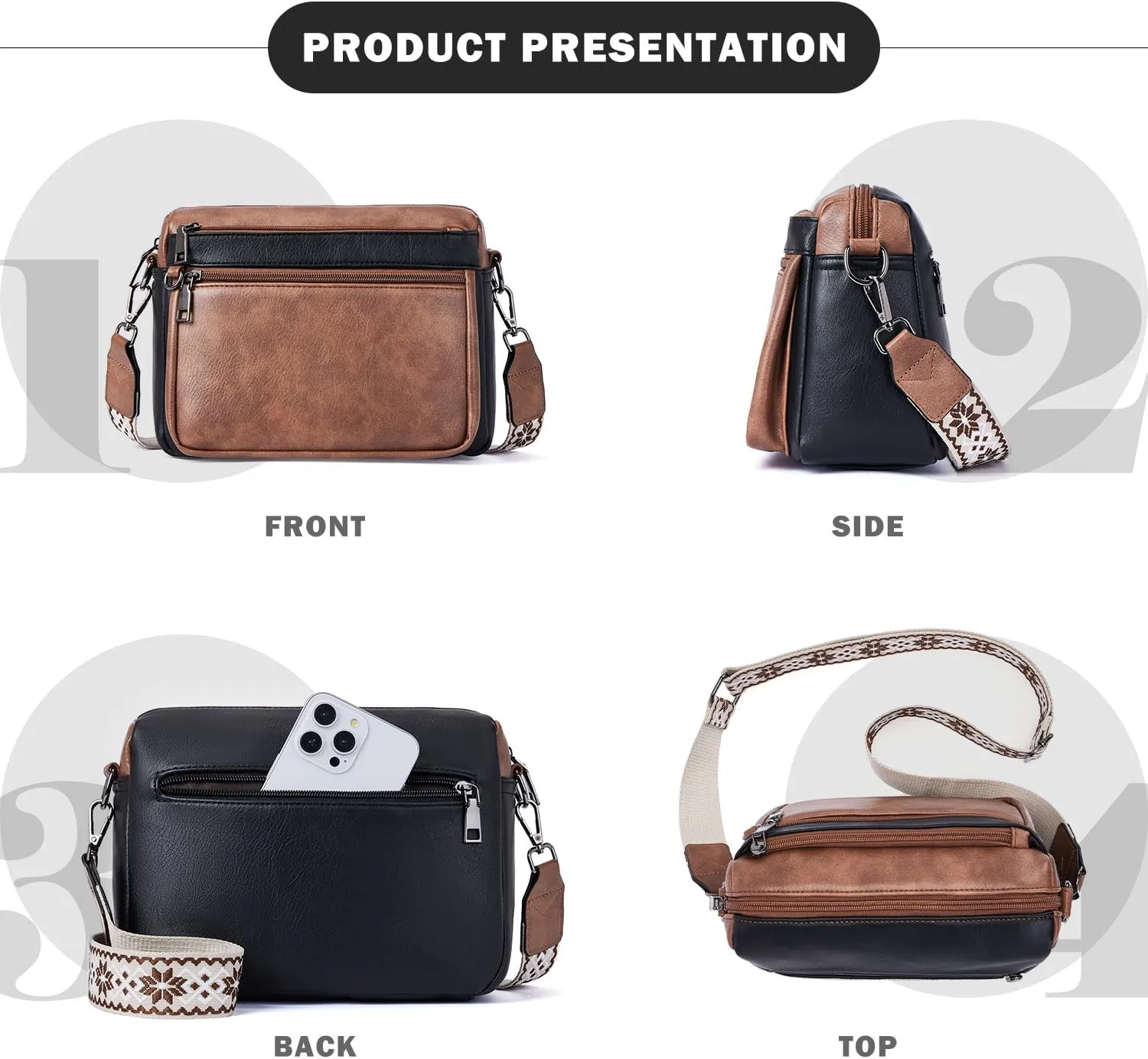 Crossbody Purses for Women Trendy,Vegan Leather Crossbody Bags,Cell Phone Camera Shoulder Handbags with Card Slots