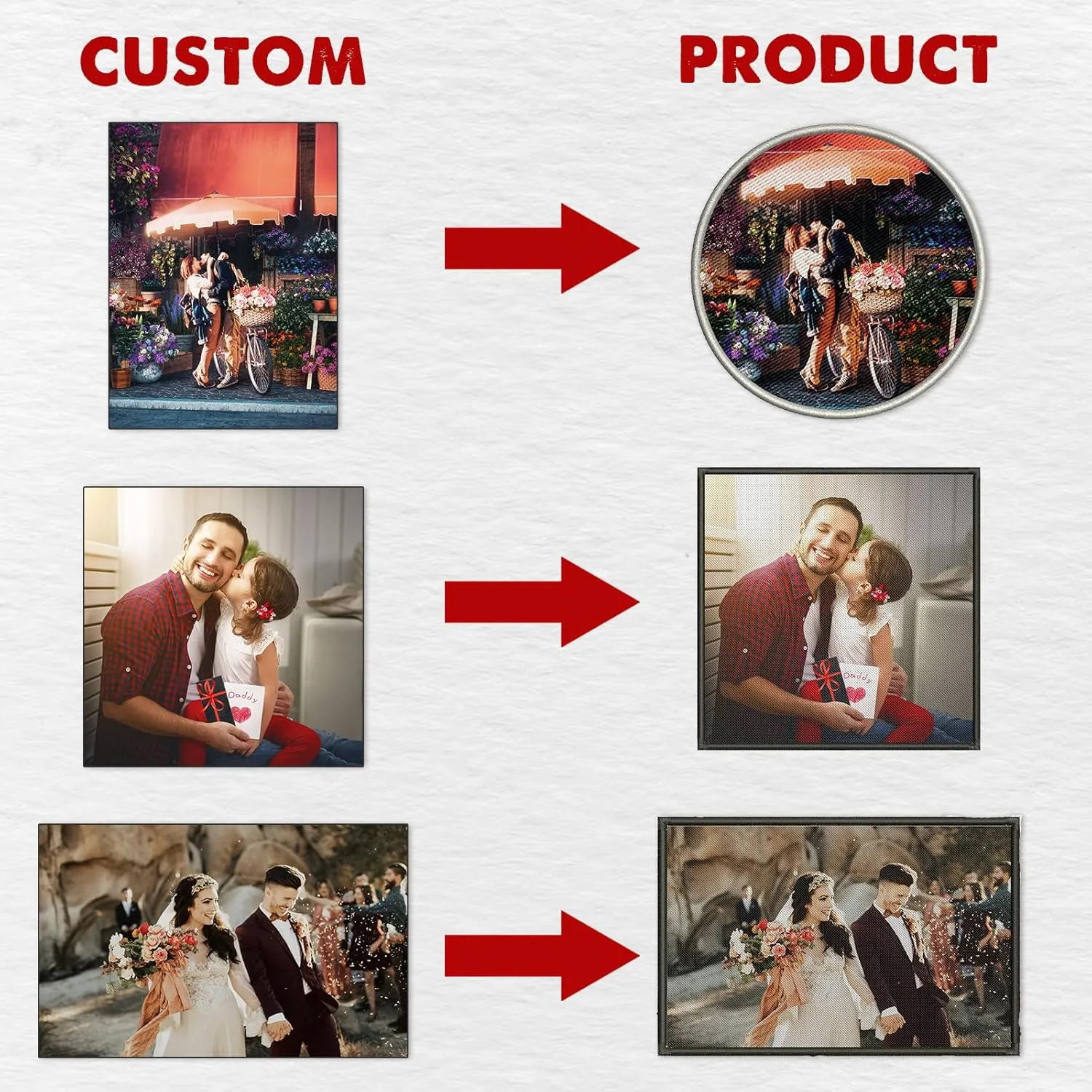 Custom Patch Personalized Your Own Patches with Your Image/Text/Logo Hook and Loop,Sew on,Iron on for Jackets/Bag/Pants/Hat