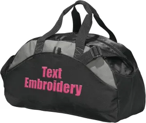 Custom Sport Duffel Bag Add Your Embroidered Text Medium Contrast Sport Gym Travel Water Resistant Duffel Bag Black
