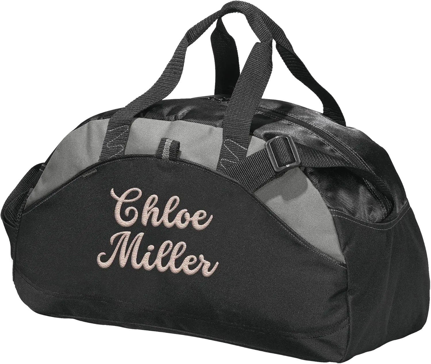 Custom Sport Duffel Bag Add Your Embroidered Text Medium Contrast Sport Gym Travel Water Resistant Duffel Bag Black