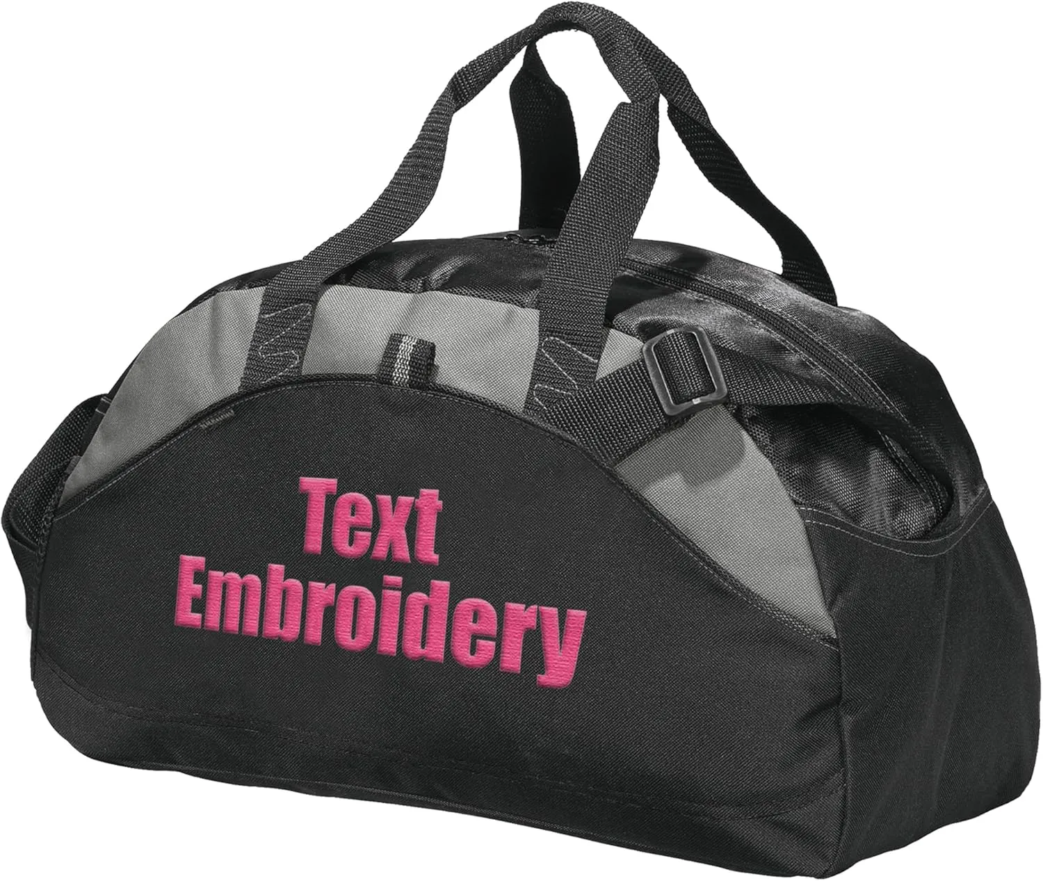 Custom Sport Duffel Bag Add Your Embroidered Text Medium Contrast Sport Gym Travel Water Resistant Duffel Bag Black