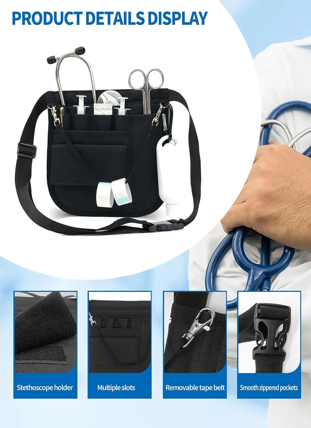 Customizable Nurse Fanny Pack Personalised Tool Bag,for Women Men Nursing Fanny Pack for Nurses with Multi Compartment Medical Pack for Emergency Nursing Supplies