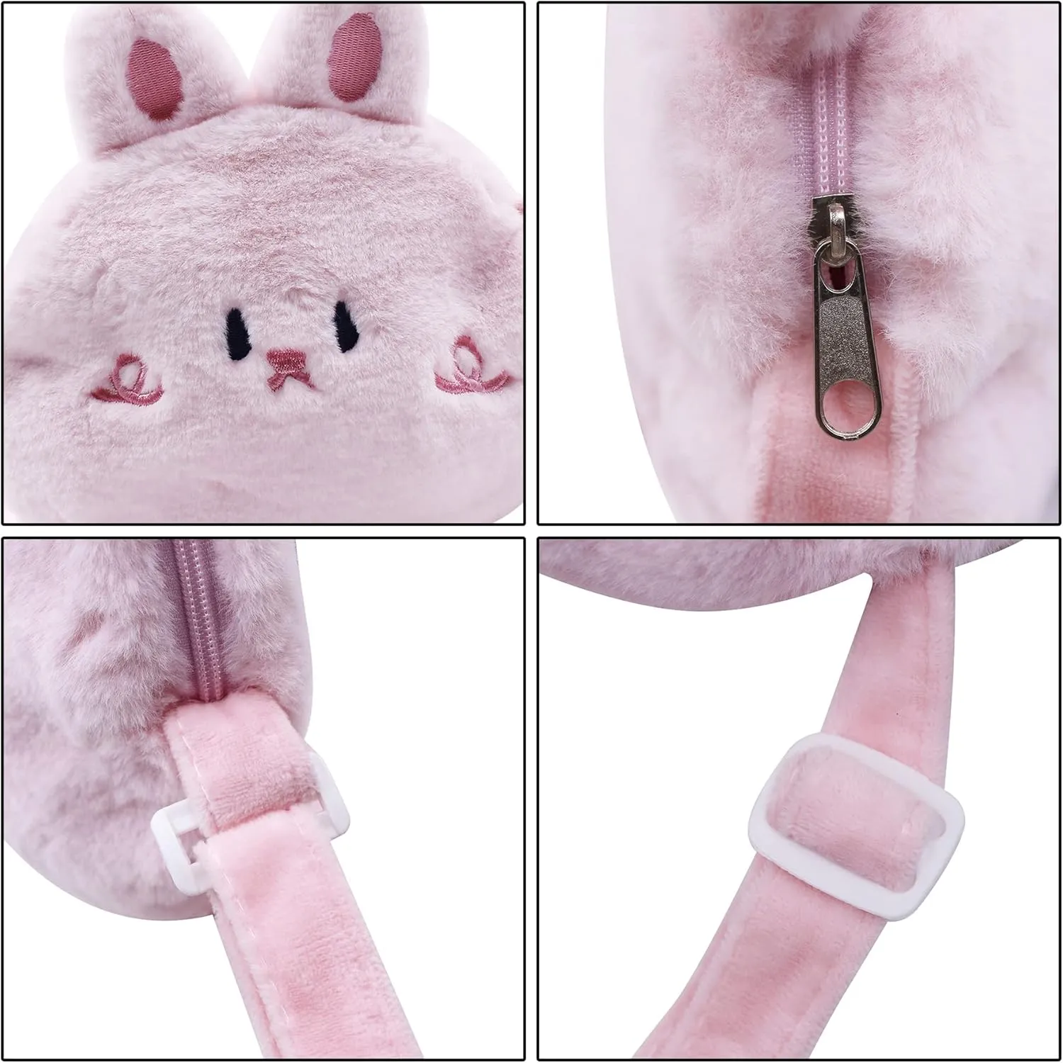 Cute Cartoon Crossbody Purse Plush Animal Shoulder Bag Messenger Bag Fluffy Satchel Handbag Purse for Girls Women
