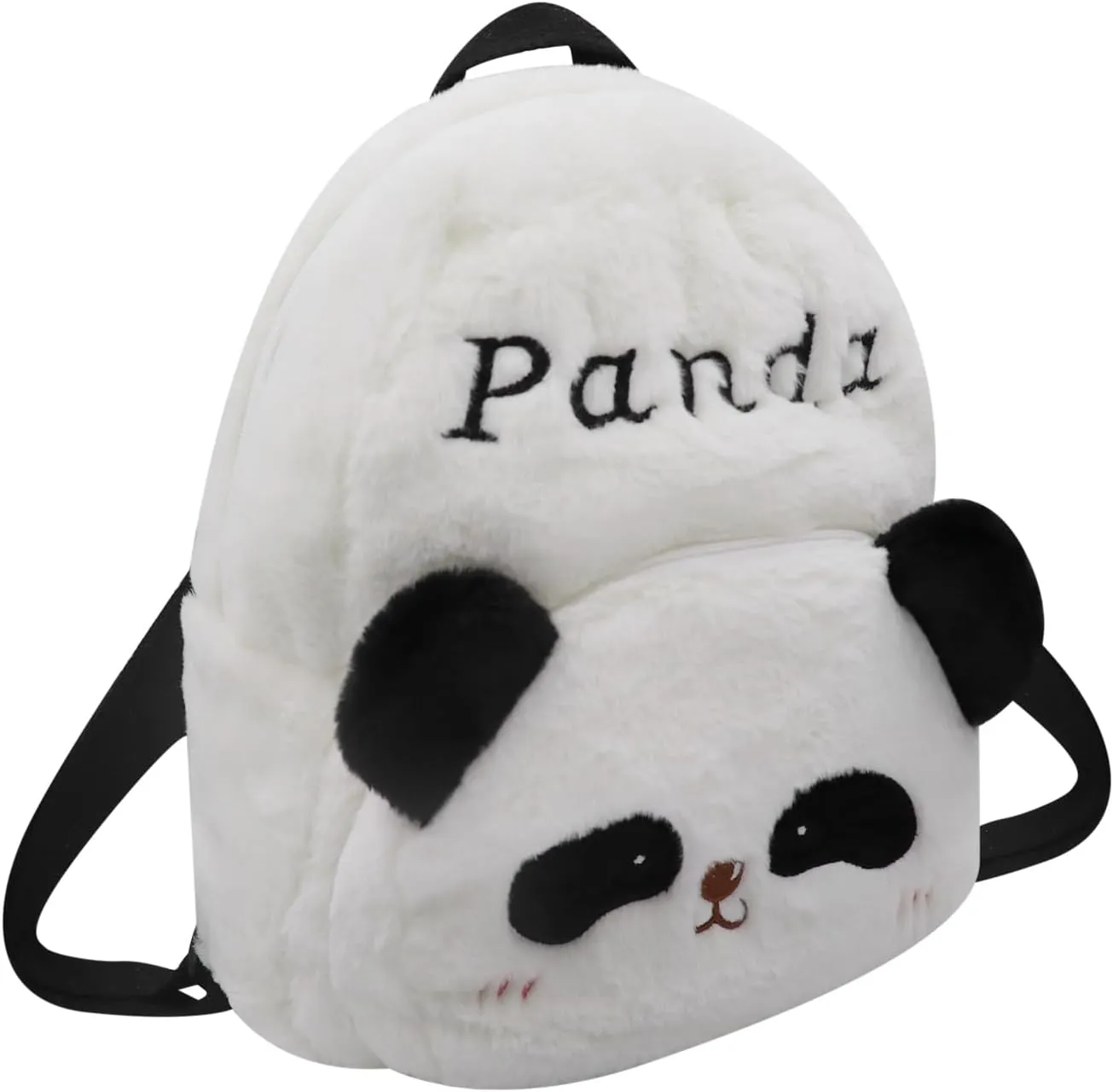 Cute Panda Daypack for Women Kawaii Faux Fur Daypack Plush Panda Purse Animal Crossbody Bag White Plush Travel Bag