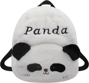 Cute Panda Daypack for Women Kawaii Faux Fur Daypack Plush Panda Purse Animal Crossbody Bag White Plush Travel Bag