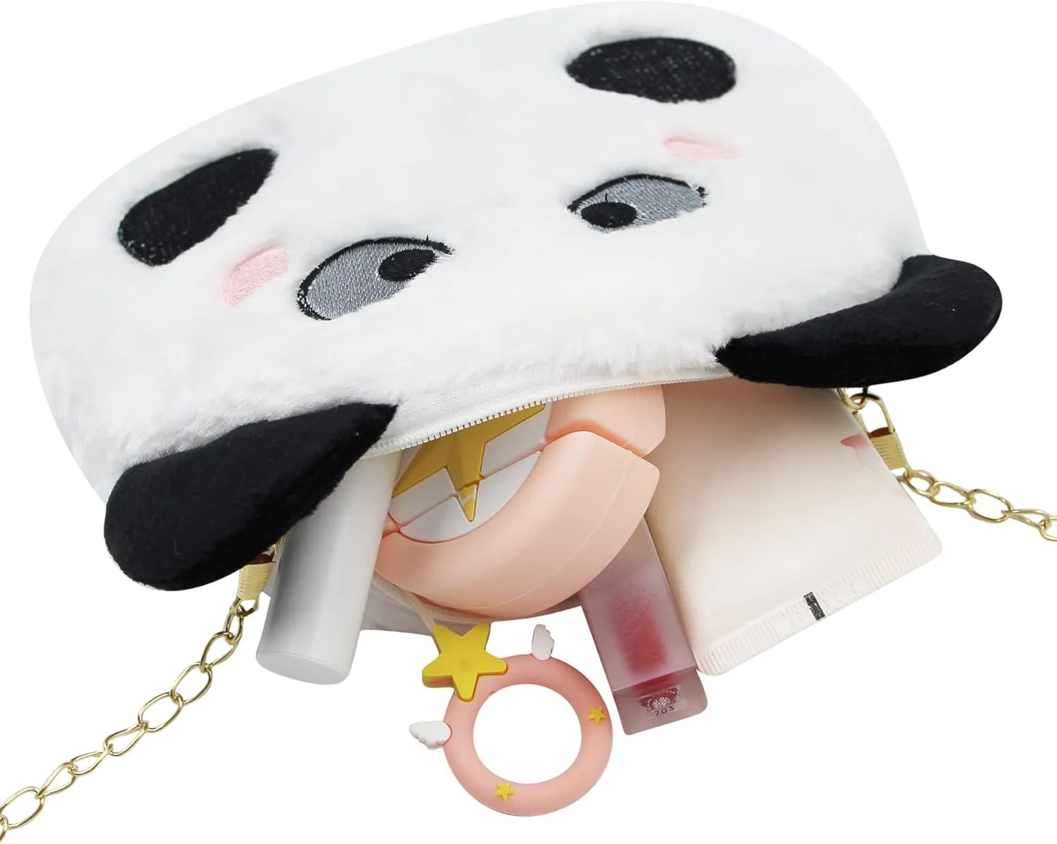 Cute Panda Plush Crossbody Purse Small Fluffy Satchel Shoulder Bag Messenger Bag Handbag Purse for Women Girls