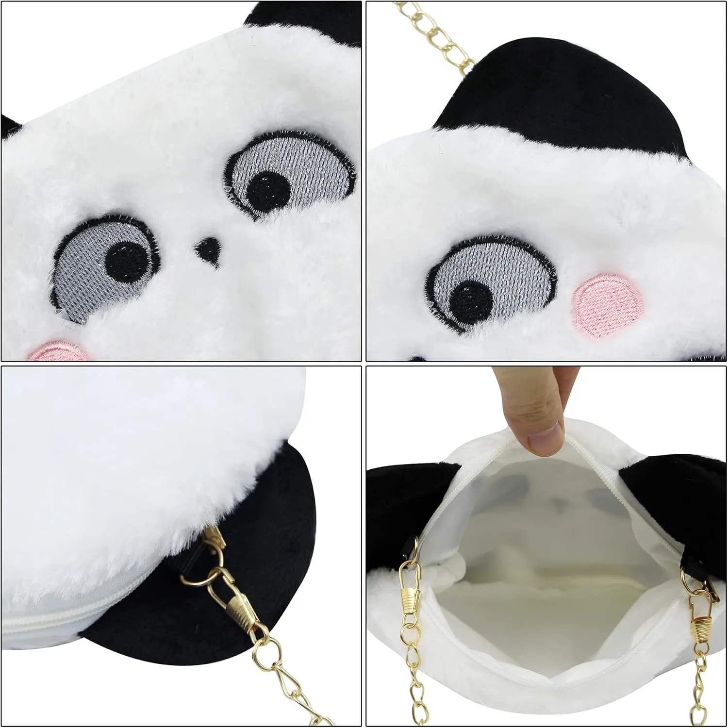 Cute Panda Plush Crossbody Purse Small Fluffy Satchel Shoulder Bag Messenger Bag Handbag Purse for Women Girls