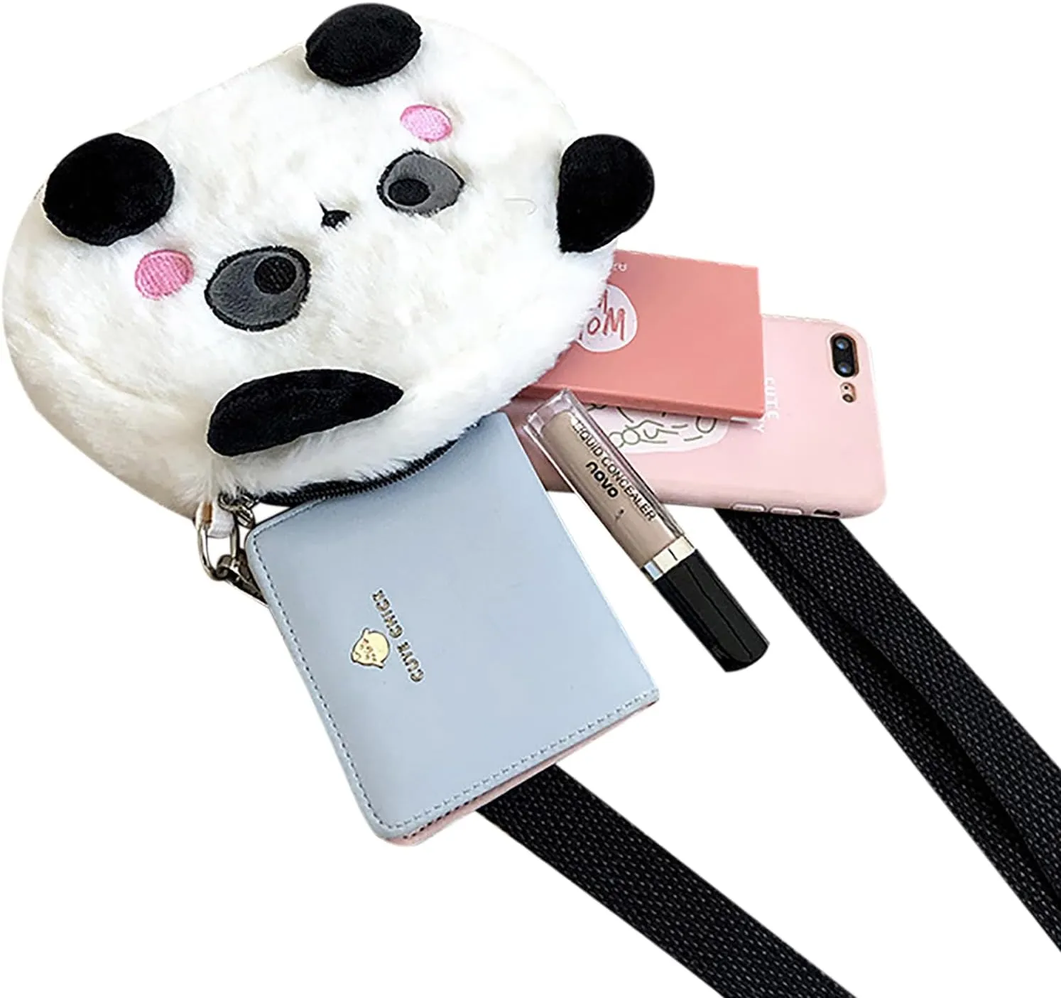 Cute Panda Plush Crossbody Purse Small Fluffy Satchel Shoulder Bag Messenger Bag Handbag Purse for Women