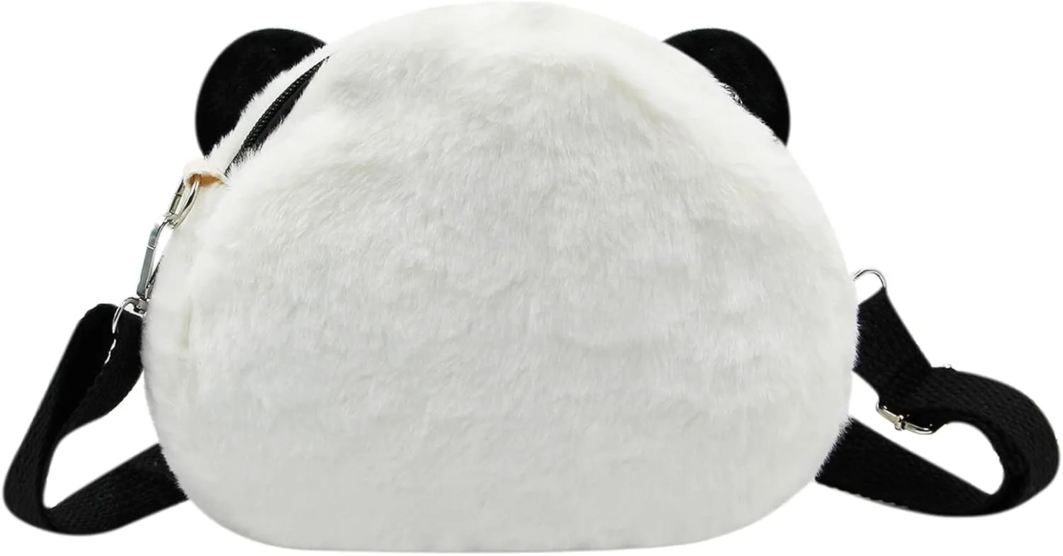 Cute Panda Plush Crossbody Purse Small Fluffy Satchel Shoulder Bag Messenger Bag Handbag Purse for Women