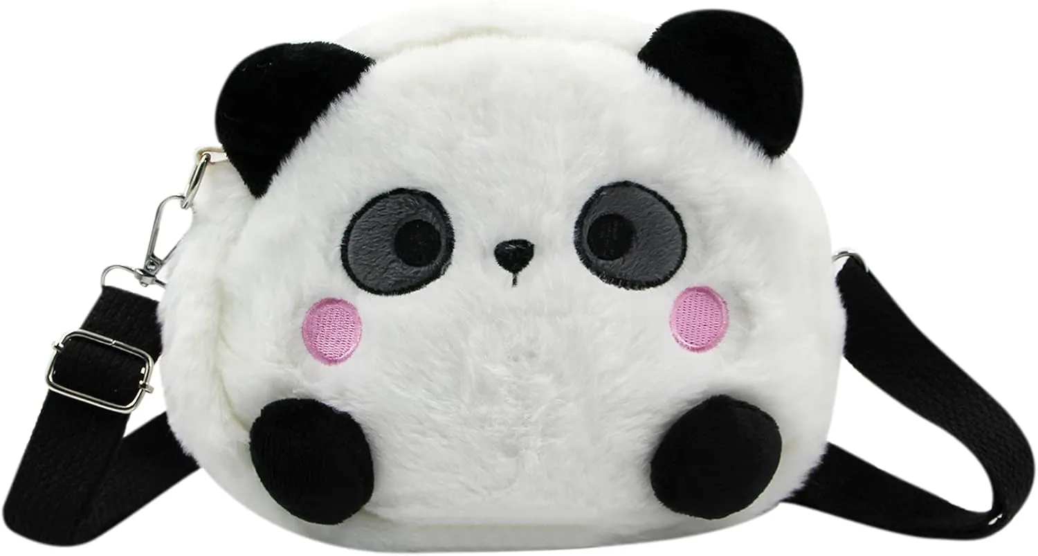 Cute Panda Plush Crossbody Purse Small Fluffy Satchel Shoulder Bag Messenger Bag Handbag Purse for Women