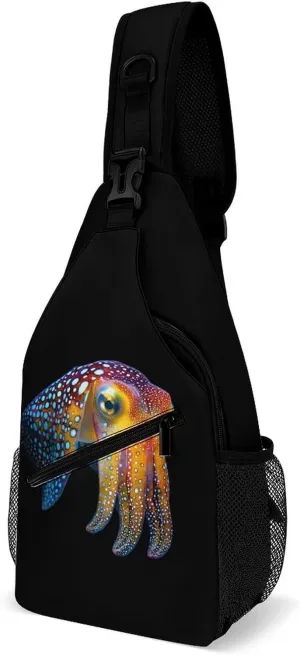 Cuttlefish Glowing Squid Casual Sling Bag Backpack Travel Shoulder Chest Crossbody Bags Adjustable Daypack Unisex