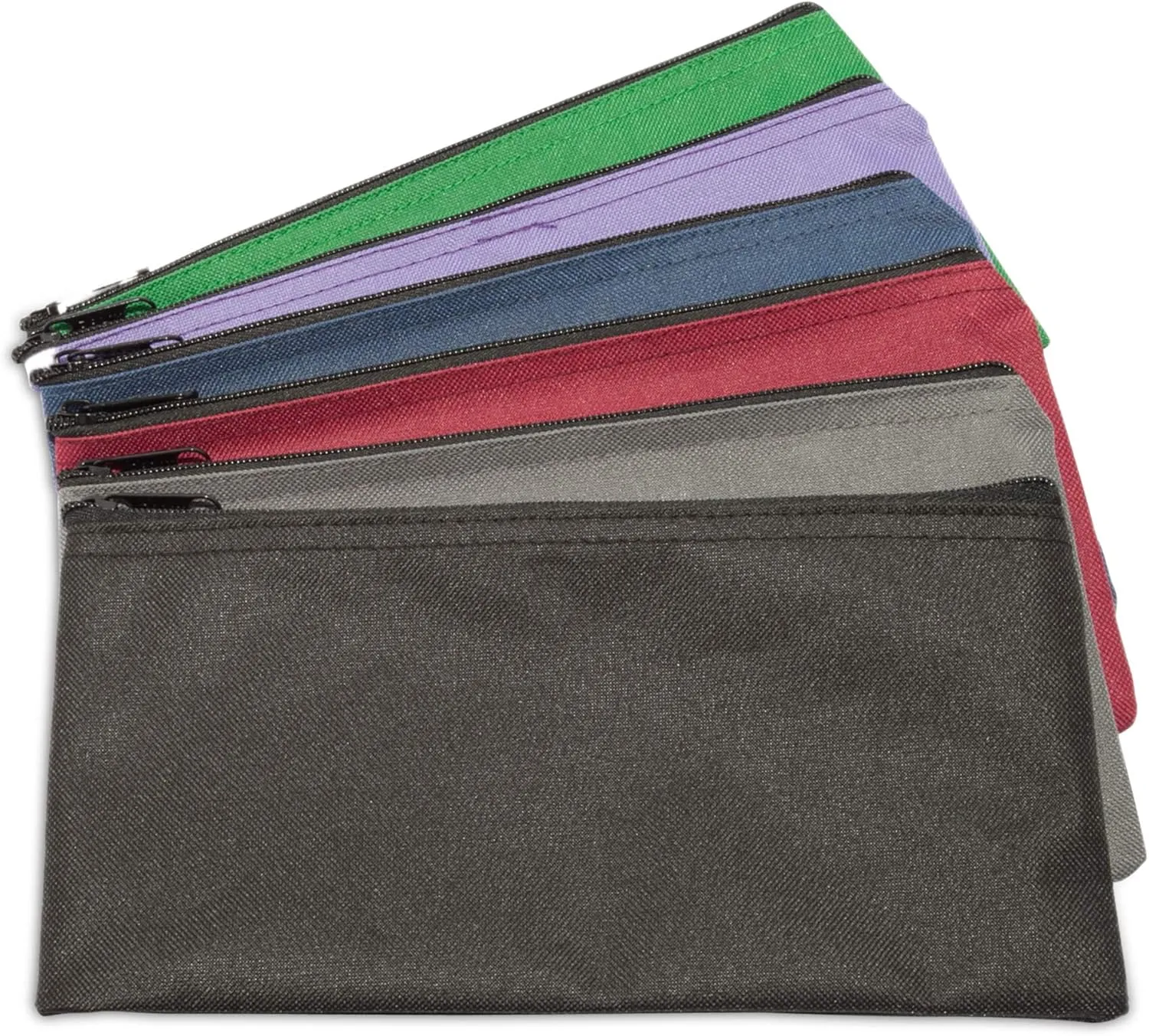DALIX Zippered Money Pouch Bank Bag Security Deposit Bags Assorted Colors 6 Pack
