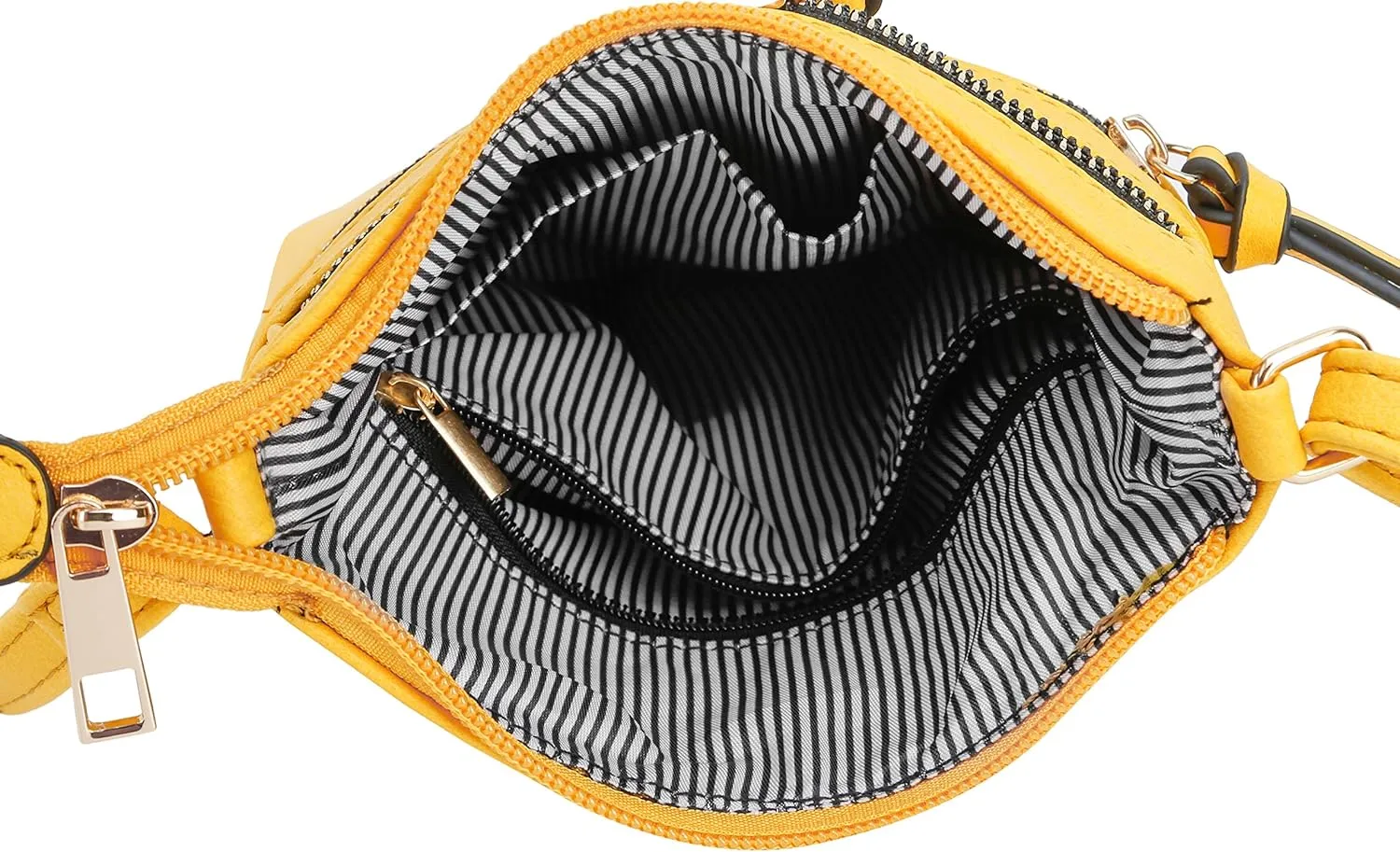 DELUXITY | Crossbody Purse Bag | Functional Multi Pocket Double Zipper Purse | Adjustable Strap | Medium Size Purse | Yellow